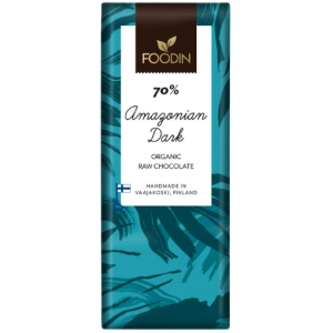 Raakasuklaalevy. Tummasuklaa. Amazonian Dark. Foodin.
